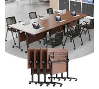 Widppsopt Conference Table, Folding Conference Room Tables with Flip-Top Design, Mobile Seminars Dynamic Training Desk, Modern Rectangle Meeting Desk for Office Training Room Classroom (4pcs 47.2in)
