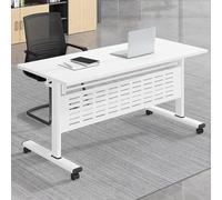 Widppsopt Foldable Wood Conference Tables with Wheels, Portable Meeting and Training Desks for Office, School, and Reception Areas, Easy Storage and Mobility, Durable & Sturdy