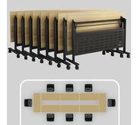 Widppsopt Folding Conference Room Table 6ft, Foldable Meeting Tables, Movable Computer Desk, Modern Executive Desk with Wheels