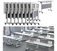 Widppsopt Folding Conference Room Table, Flip Top Mobile Meeting Office Training Room Desk with Wheel, Modern Training Meeting Seminar Classroom Tables(O 8Pack 47.2 x 23.6 x 29.5inch)
