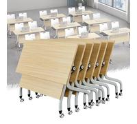 Widppsopt Folding Conference Room Table, Flip Top Mobile Meeting Office Training Room Desk with Wheel, Modern Training Meeting Seminar Classroom Tables(K 6Pack 55.1 x 23.6 x 29.5inch)