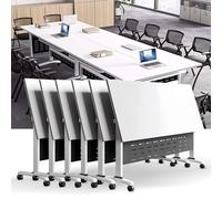 Widppsopt Folding Conference Room Table, Flip Top Mobile Meeting Office Training Room Desk with Wheel, Modern Training Meeting Seminar Classroom Tables(E 6Pack 55.1 x 23.6 x 29.5inch)