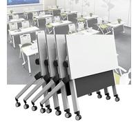 Widppsopt Folding Conference Room Table, Flip Top Mobile Meeting Office Training Room Desk with Wheel, Modern Training Meeting Seminar Classroom Tables(R 4Pack 55.1 x 23.6 x 29.5inch)