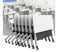 Widppsopt Folding Conference Room Table, Flip Top Mobile Meeting Office Training Room Desk with Wheel, Modern Training Meeting Seminar Classroom Tables(R 6Pack 55.1 x 23.6 x 29.5inch)