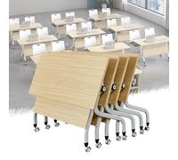 Widppsopt Folding Conference Room Table, Flip Top Mobile Meeting Office Training Room Desk with Wheel, Modern Training Meeting Seminar Classroom Tables(K 4Pack 47.2 x 23.6 x 29.5inch)