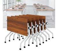 Widppsopt Folding Conference Room Table, Flip Top Mobile Meeting Office Training Room Desk with Wheel, Modern Training Meeting Seminar Classroom Tables(V 6Pack 63 x 23.6 x 29.5inch)