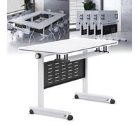 Widppsopt Folding Conference Table, 4.6FT 2-10 Person Large Conference Desk with Wheels, Modern Rectangle Meeting Seminar Training Room Table for Office Classrooms(White3 1PCS)