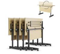 Widppsopt Folding Conference Table, Conference Rooms Training Rooms Flip Top Mobile Training Desk, Rolling Meeting Desk with Wheels, Suitable for Office, Meeting Room(4pack 55.1in)