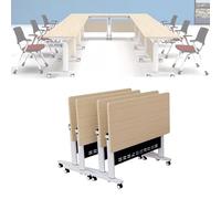 Widppsopt Folding Conference Table, Foldable Rolling Meeting Tables, Flip Top Mobile Training Desk with Caster Wheels, Modern Boardroom Desk, Suitable for Office,Meeting Room,Classroom