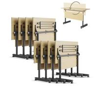 Widppsopt Folding Conference Table, Modern Conference Room Mobile Training Desk with Wheels,Flip Top Large Modular Meeting Desk Seminar Table for Office Training Classroom(8pack 55.1in)