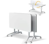 Widppsopt Folding Conference Table, Modern Conference Room Table Mobile Training Desk with Wheels,Flip Top Large Modular Meeting Seminar Desk for Office Training Classroom(2pack 55.1in)