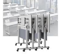 Widppsopt Folding Conference Table, Modern Mobile Meeting Table with Wheels Conference Room Desk, Mobile Flip Top Training Desk for Office Training Class Room