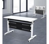 Widppsopt Folding Conference Table on Wheels Stackable Mobile Meeting Room Tables for Study Working Set of 6