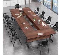 Widppsopt Folding Conference Table, Rectangular Conference Room DeskFlip Top Mobile Training Desk, with Caster Rectangular Modular Table, for Office Training Room