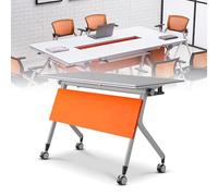 Widppsopt Folding Conference Tables for 6-8 People, 55.1inch Conference Room Table, Flip Top Training Desk with Silent Wheels, Modern Meeting Desk for Study Working