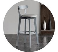 Widppsopt HerfsT - Silla de comedor retro de madera de caucho, taburete de bar con asiento de cuero, respaldo curvado de madera y reposapiés (tamaño: 71 cm, color: negro) Feito na China (gris 61