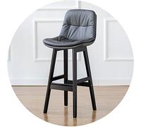 Widppsopt HerfsT - Taburete de bar con marco de madera negro con respaldo, asiento de doble capa y reposapiés amplio, taburetes de bar para recepción de restaurante (tamaño: 61 cm, color: gris oscuro