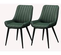 Widppsopt Juego de 2 sillas de Comedor de Cuero para Cocina con Patas de Metal, Cojines y respaldos cómodos para Sala de Estar, Dormitorio, Estudio o recepción (Patas Negras y Verdes).