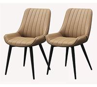 Widppsopt Juego de 2 sillas de Comedor de Cuero para Cocina con Patas de Metal, Cojines y respaldos cómodos para Sala de Estar, Dormitorio, Estudio, Sala de recepción (Patas Negras Color Camello).