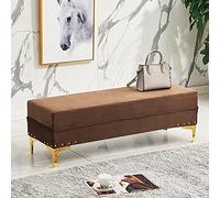 Widppsopt Lujoso banco otomano de almacenamiento, reposapiés otomano tapizado de terciopelo con almacenamiento, moderno banco para sala de estar, entrada, taburete cambiador, color marrón, 100 x 40 x