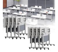 Widppsopt Mobile Conference Room Table, Conference Desk Metal Frame, Foldable Meeting Tables, Large Folding Boardroom Desk for Office, Classr