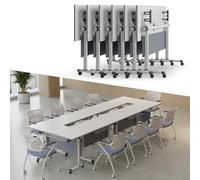 Widppsopt Mobile Conference Room Table, Conference Desk Metal Frame, Foldable Meeting Tables, Large Folding Boardroom Desk for Office, Classr