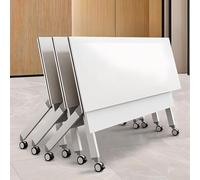 Widppsopt Mobile Folding Conference Room Table with Wheels, Flip Top Rolling Seminar Meeting Table for Office, Meeting Room, Classroom, and Training Room, Easy Assembly
