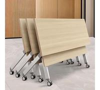 Widppsopt Mobile Folding Conference Room Table with Wheels Flip Top Rolling Seminar Meeting Table for Office Classroom and Training Room Wood Training Desk for Versatile Use