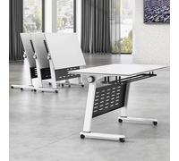 Widppsopt Mobile Folding Conference Table 3 Pack Rolling Meeting Table with Flip Top and Lockable Wheels Multifunctional Computer Desk for Office and Meeting Room 140x40x75cm