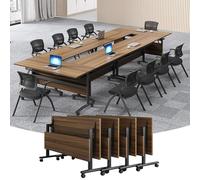 Widppsopt Modern Conference Room Tables 4pcs Folding Flip Top Conference Desk,Mobile with Wheels Seminar Desk Large Meeting Table for Office Meeting Classroom