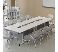 Widppsopt Modern Conference Room Tables, Folding Flip Top Conference Table, White Mobile Training Desk, Seminar Boardroom Desk, Meeting Room,Classroom 6pcs 160cm