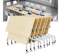 Widppsopt Modern Conference Table for Conference Room Long Folding Table with Rolling Meeting Design Movable Computer Desk Stylish and Functional Furniture for Office Meetings