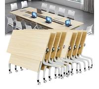 Widppsopt Modern Conference Table for Conference Room Long Folding Table with Rolling Meeting Design Movable Computer Desk Stylish and Functional Furniture for Office Meetings