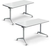 Widppsopt Portable Mobile Conference Table Modern Office Boardroom Desk with DIY Splicing Design Large Folding Seminar Table Modular Desk for Conference Room Meetings