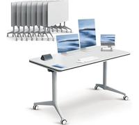 Widppsopt Portable Mobile Conference Table Modern Office Boardroom Desk with DIY Splicing Design Large Folding Seminar Table Modular Desk for Conference Room Meetings