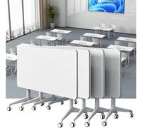 Widppsopt Portable Mobile Conference Table Modern Office Boardroom Desk with DIY Splicing Design Large Folding Seminar Table Modular Desk for Conference Room Meetings