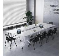 Widppsopt Portable Mobile Conference Table Modern Office Boardroom Desk with DIY Splicing Design Large Folding Seminar Table Modular Desk for Conference Room Meetings