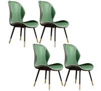 Widppsopt Sillas de Comedor Modernas, Sillas de Comedor de Cuero Glam Sin Brazos Escandinavas Muebles Auxiliares con Respaldo en Acabado Mate para Cocina Comedor, Juego de 4 Verde Negruzco