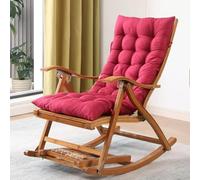 Widppsopt Sillón Plegable reclinable de Madera con reposapiés, cómodo sillón mecedor tapizado, cómodo balancín Deslizante (Rojo)