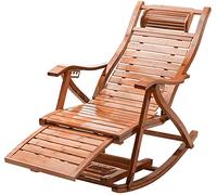 Widppsopt Tumbona Ligera de Gran tamaño, Mecedora de bambú, tumbonas para Exteriores, reclinable Plegable portátil con reposabrazos, Almohada de Masaje de pies, Soporte de 400 LB, Estilo 3, cómoda