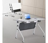 Widppsopt White Conference Room Tables, Folding Stackable Conference Table with Caster Wheels, 55.1L X 23.6W X 29.5H Inches Rectangle Modular Meeting Seminar Desk for Boardroom Office Classroom(2pcs)