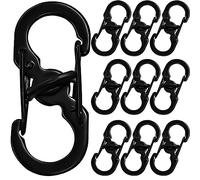 WiDream 10 Piezas de Mosquetón en Forma de S, Acero Inoxidable Mosquetón S Llavero Set Doble Primavera Clip Mini Metal Bloqueo Hebilla Clip para Deportes al Aire Libre