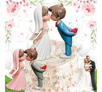 WiDream 2 Pares Decoración de Estatuilla de B-oda, Estatuillas Boda Miniaturas Decorativas, Mini Muñecos de Pastel de Boda para Escena DIY, Figura Pastel B-oda Para Fiesta, Aniversario San Valentín