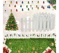 WiDream 3 Piezas Mini V-alla 90 x 5cm, Valla En M-iniatura de Jardín Con Luz y Césped, Valla de Madera En Miniatura de Navidad Blanco, Mini Valla Decorativa Para Jardín Para Paisajes En Miniatura