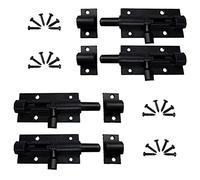 WiDream 4 Piezas Cerrojo de Seguridad Deslizante, Pestillo Deslizante, Pestillos De Aluminio Negro, Cerradura deslizante 63mm, con Tornillos, para Puerta de Jardín, Baño, Cobertizo, Inodoro (Negro)
