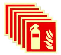 WiDream 6 Piezas Señales de Extintor, Señal Luminiscente Extintor, Señales PVC Resistentes Al Calor Extintor, Cartel Extintor Según ISO Símbolo de Extintor para Exterior e Interior (15 x 15 cm)
