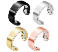 WiDream Set de 4 A-nillos Magnéticos para Mujer y Hombre, Anillo con Imán para Aliviar la Tensión, A-nillo de Magnetoterapia con Diseño Abierto, Anill-o Magnético Hipoalergénico