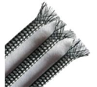 Width 4/812mm Braid Sleeve PP Cotton Yarn+Pet Woven Mesh Tube Audio Data Cable Car Wire Protection Cover Shielding(Grey Black,Width 8mm,5 Meter)