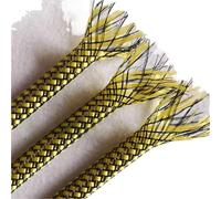 Width 4/812mm Braid Sleeve PP Cotton Yarn+Pet Woven Mesh Tube Audio Data Cable Car Wire Protection Cover Shielding(Yellow Black,Width 4mm,10 Meter)