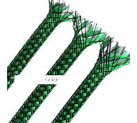 Width 4/812mm Braid Sleeve PP Cotton Yarn+Pet Woven Mesh Tube Audio Data Cable Car Wire Protection Cover Shielding(Green Black,Width 8mm,5 Meter)